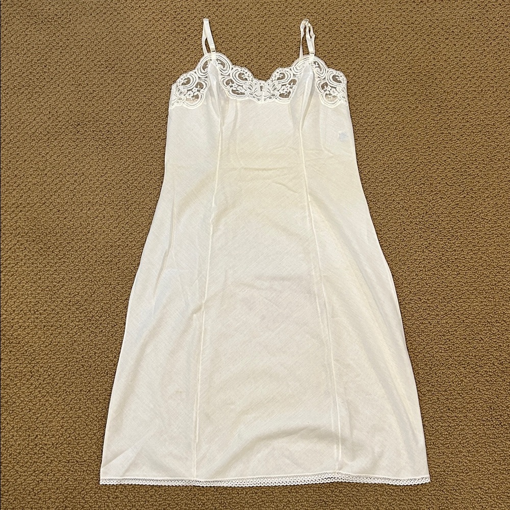 Vintage Wonder Maid Fine Lingerie Slip Dress size 36 Lace Trim Adjustable Straps